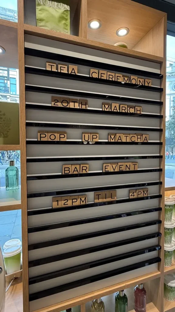 Matcha Cart Hire menu Molton Brown | Coffee Cart Hire London Matcha Cart Hire menu Molton Brown